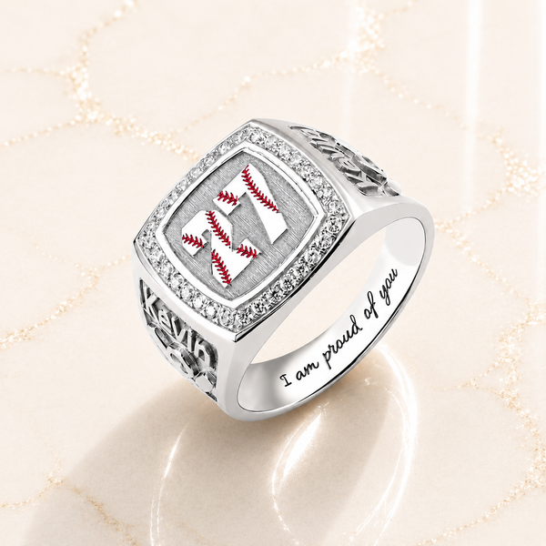Custom 925 Sterling Silver Baseball Signet Ring with Personalized Name & Number - Unique Gift for Baseball Fans and Players