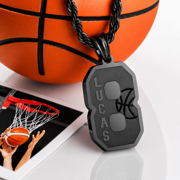Custom Basketball Jersey Necklace with Name