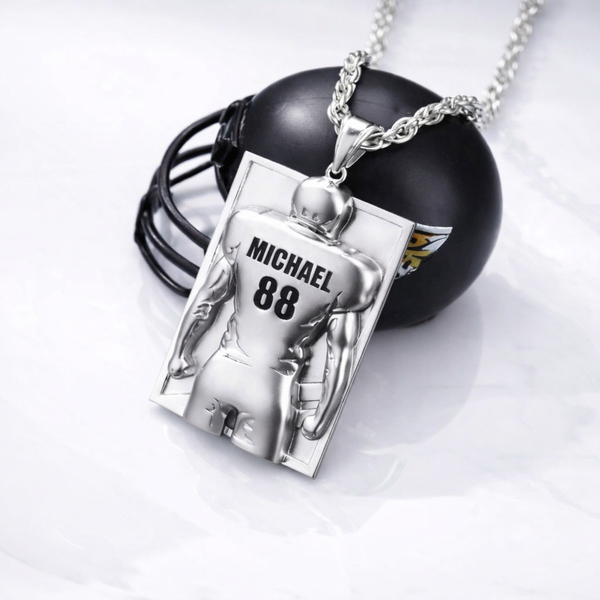 Personalized Name & Number Jersey Football Necklace Gift for Players & Teams
