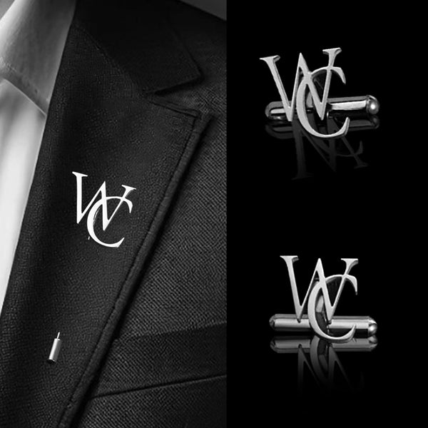 Custom Initial Cufflinks, Tie Bar & Lapel Pin Set – Personalized Name