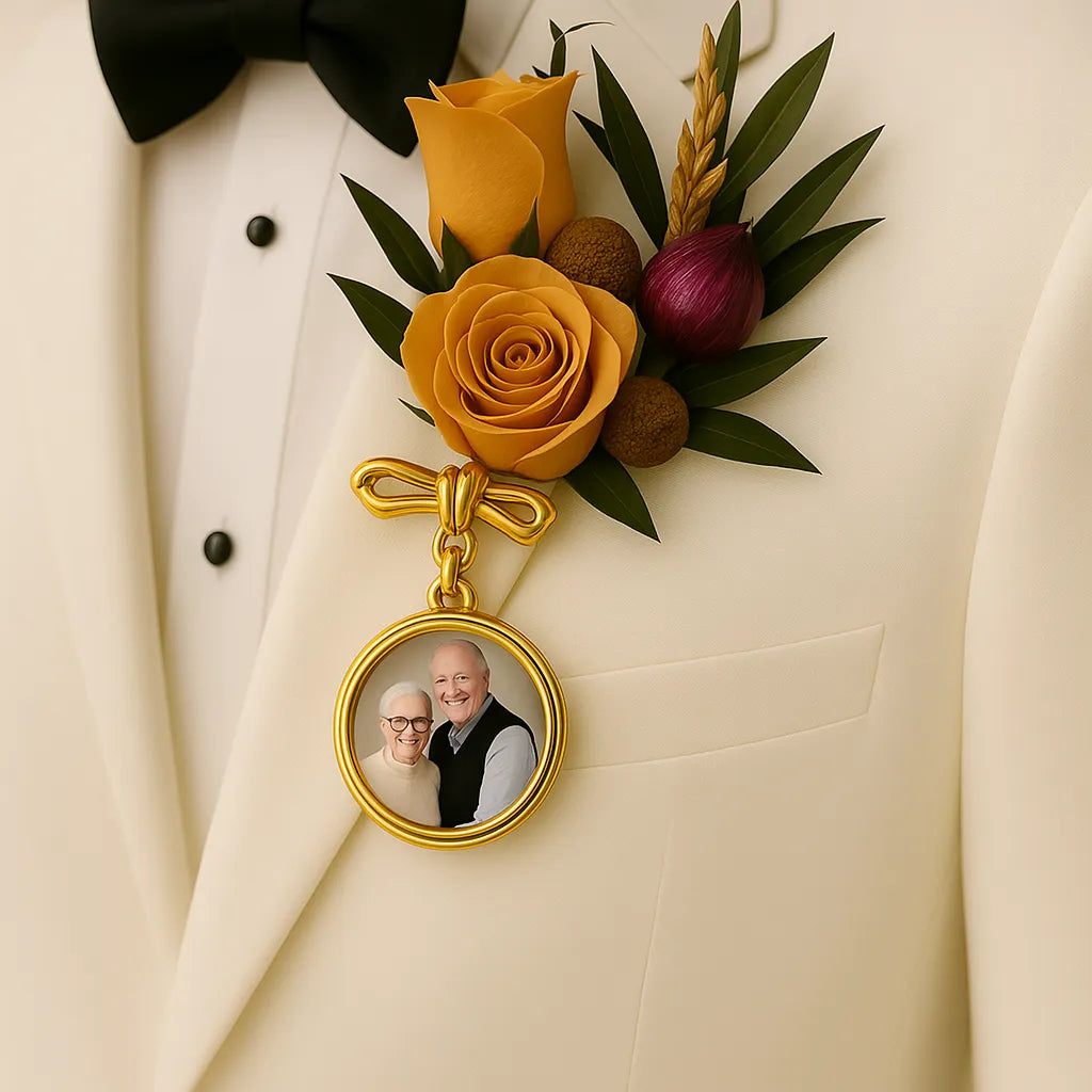 Custom Bridal Bouquet Charm Lapel Pins -  Personalized Wedding Gifts Photo Keepsakes