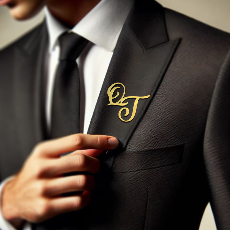 Custom Initial Lapel Pins – Personalized Elegant Lapel Pin for Men – Perfect Gift for Weddings, Grooms, and Special Occasions