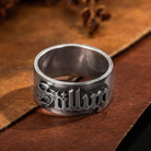 Custom Name Gothic Ring | Old English Style Unisex Ring | Brass or Sterling Silver 925 | Personalized Tattoo Font Name Ring - Belbren