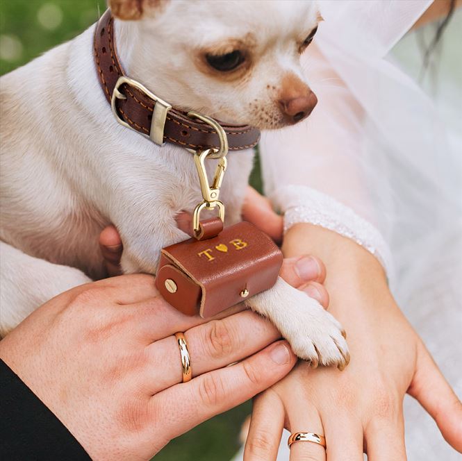 Personalized Pet Ring Bearer Pouch - Custom Initial Dog Wedding Ring Box, Unique Wedding Gift for Couples