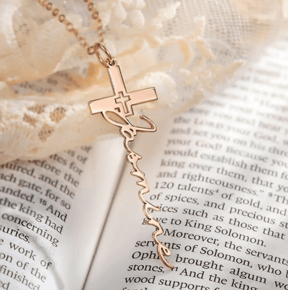 Custom Cross Name Necklace - Personalized Baptism, Christening, and First Communion Gifts - Elegant Crucifix Jewelry for Church Celebrations