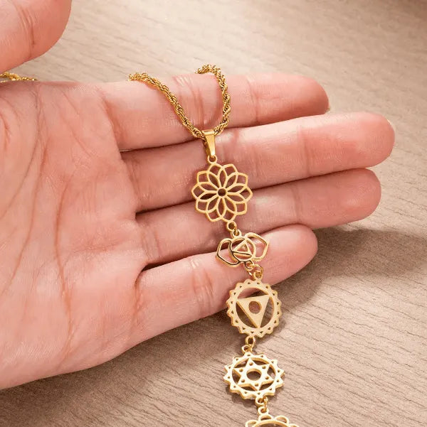 Dainty 7 Chakra Pendant Necklace - Spiritual Energy Jewelry, Healing Necklace, Perfect Gift for Yoga/Reiki and Boho Lovers - Belbren