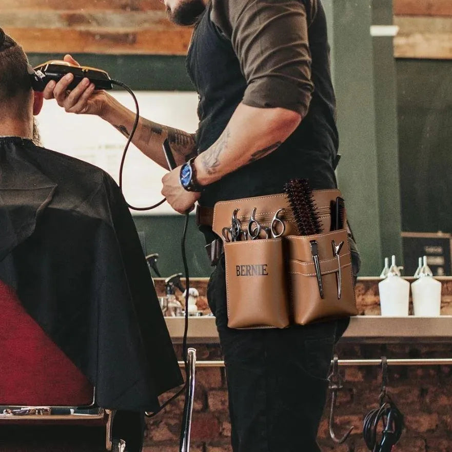 Custom Hairdresser Tool Belt Bag | Personalized Leather Scissor Pouch for Barbers - Belbren