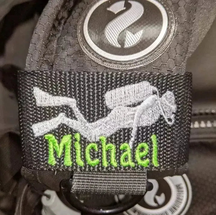 Custom Scuba BCD Name Patch | Personalized Embroidered Dive Tag with Velcro | Waterproof Gear ID Label for Divers & Instructors - Belbren