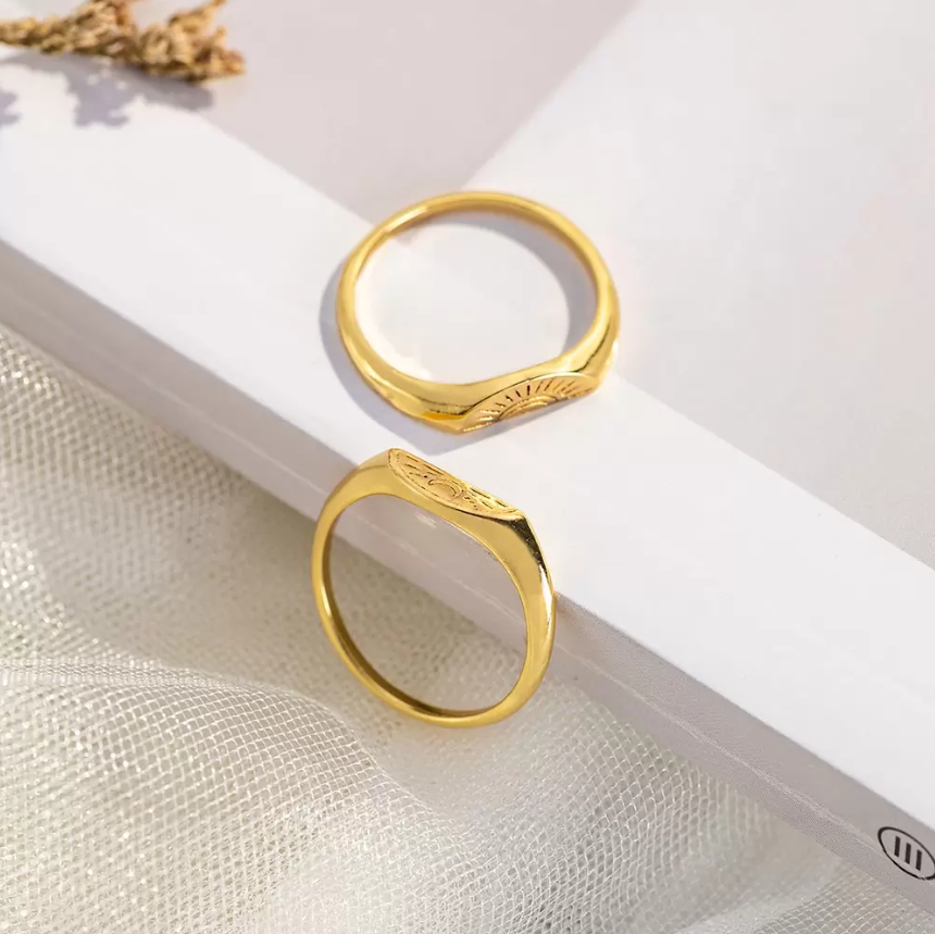 Sun And Moon Rings | 18k Gold Friendship Rings | Sister Rings | Couples Matching Rings | Promise Ring | Set of 2 Silver Gold Rings For Women
