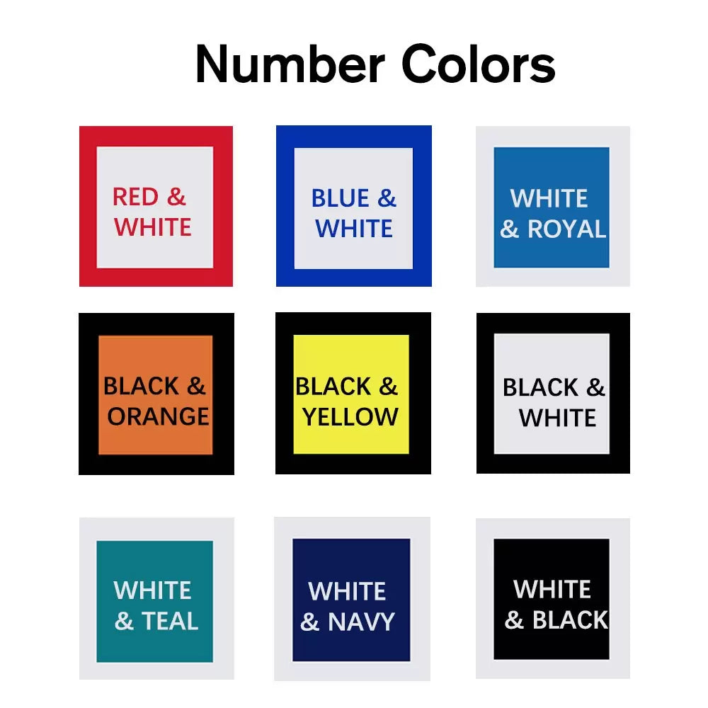 Custom sports number earrings color options chart
