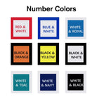 Custom sports number earrings color options chart