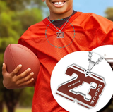 Football Necklace | American Football Ball Team Necklace | Custom Engraved Initial & Number Football Necklace | Kids, Athlete, Fan Gifts