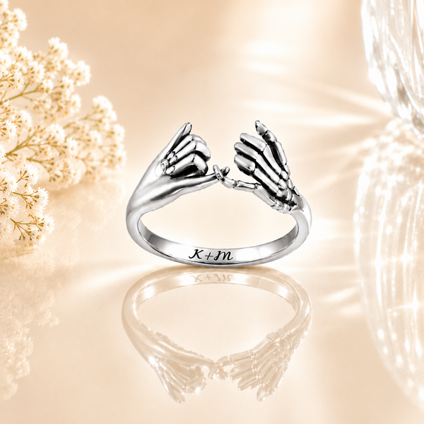 Personalized Skeleton Hand Pinky Promise Ring