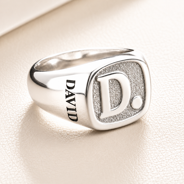 Personalized Square Initial Signet Ring for Men & Women