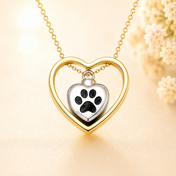 Personalized Double Heart Urn Necklace for Ashes Sterling Silver