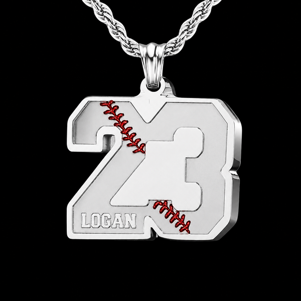 Personalized Baseball Number Necklace with Name