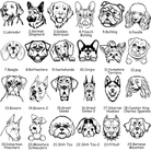 Set of 24 dog breed illustrations including Labrador, German Shepherd, Poodle, and more for identification or design.