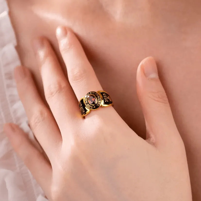 Custom High School College Birthstone Class Ring - Personalized Graduation Gift with Engraving Options - Belbren