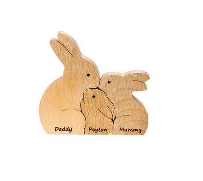 Custom Easter Bunny Family Puzzle - Personalized Wooden Easter Rabbit Nesting Toy - Unique Easter Gift & Home Décor - Belbren