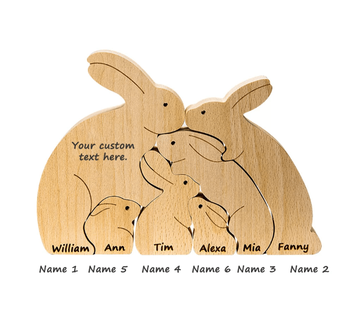 Custom Easter Bunny Family Puzzle - Personalized Wooden Easter Rabbit Nesting Toy - Unique Easter Gift & Home Décor - Belbren