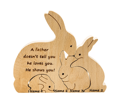 Custom Easter Bunny Family Puzzle - Personalized Wooden Easter Rabbit Nesting Toy - Unique Easter Gift & Home Décor - Belbren