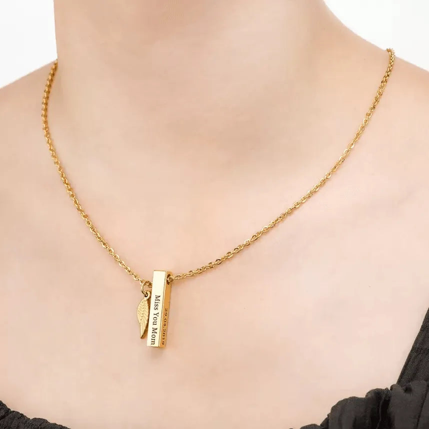 Custom Engraved Bar Urn Necklace - Personalized Cremation Jewelry for Ashes - Memorial Gift - Belbren