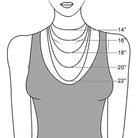 Diagram showing various necklace lengths on a woman's silhouette, ranging from 14 inches to 22 inches