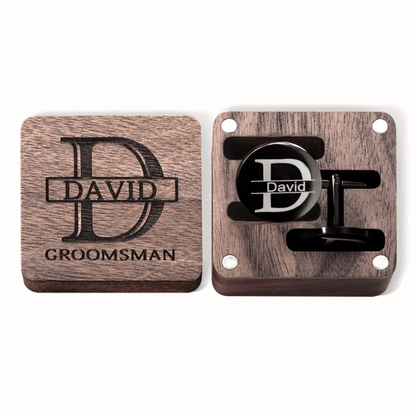 Custom Engraved Cufflink and Tie Clip Set with Personalized Wooden Gift Box – Ideal for Groomsmen, Weddings, Anniversaries, and Special Occasions - Belbren