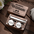 Personalized Cufflink & Tie Clip Set with Custom Wooden Box - Perfect for Groomsmen, Weddings & Special Occasions - Belbren