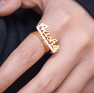 Custom Gold Name Ring - Large Script Personalized Cursive Font | Unisex Jewelry Rings - Belbren