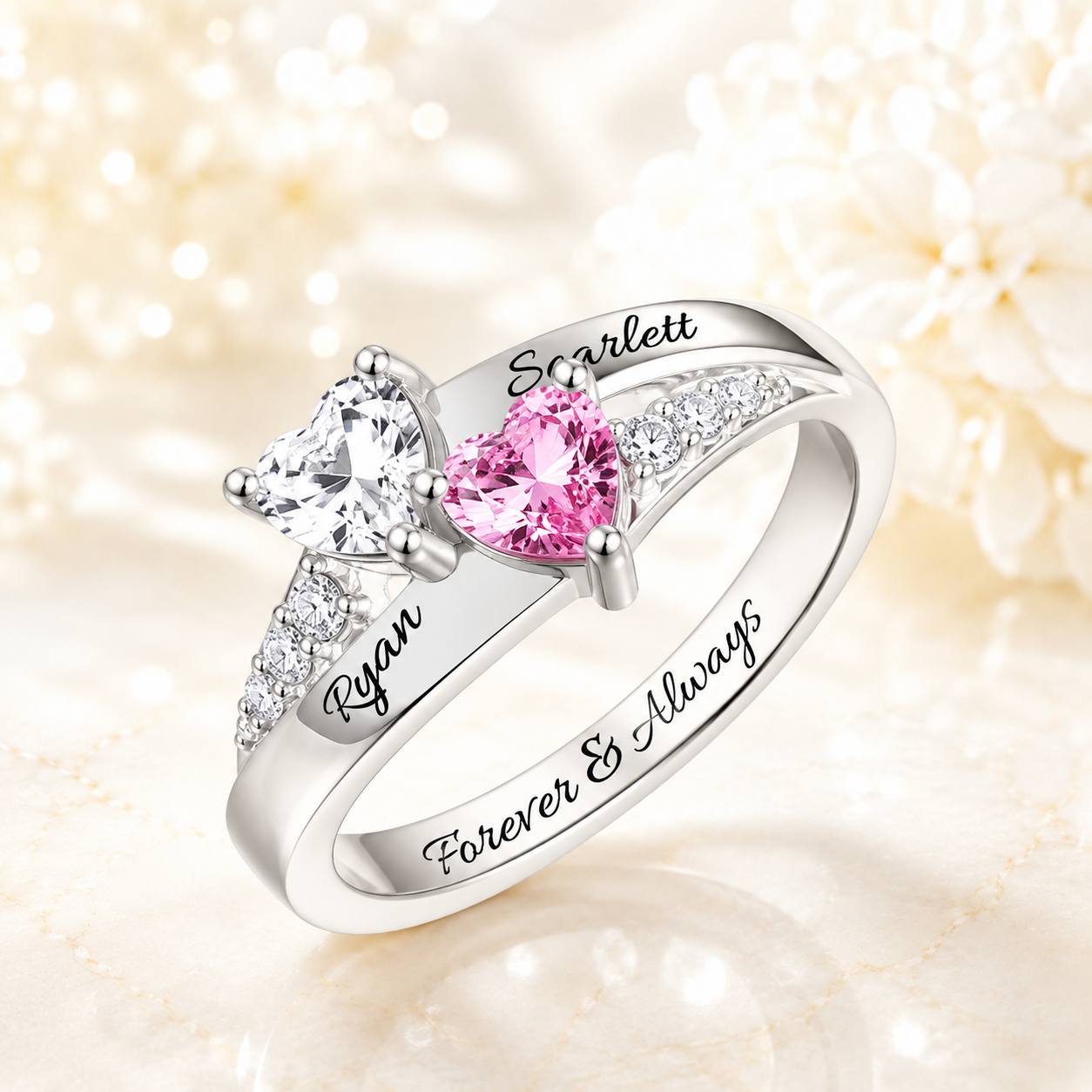 Personalized Heart Birthstone Ring for Couples – Belbren