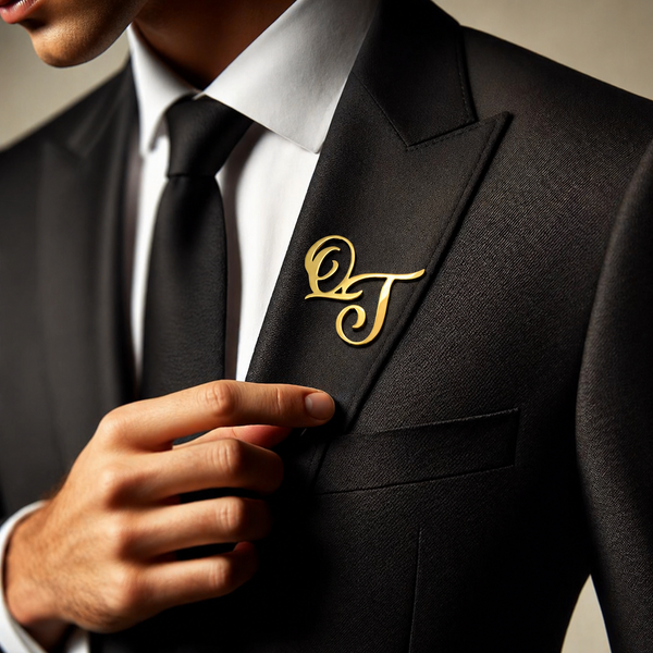 Personalized Initial Lapel Pin for Men – Custom Wedding Groom & Groomsmen Gift