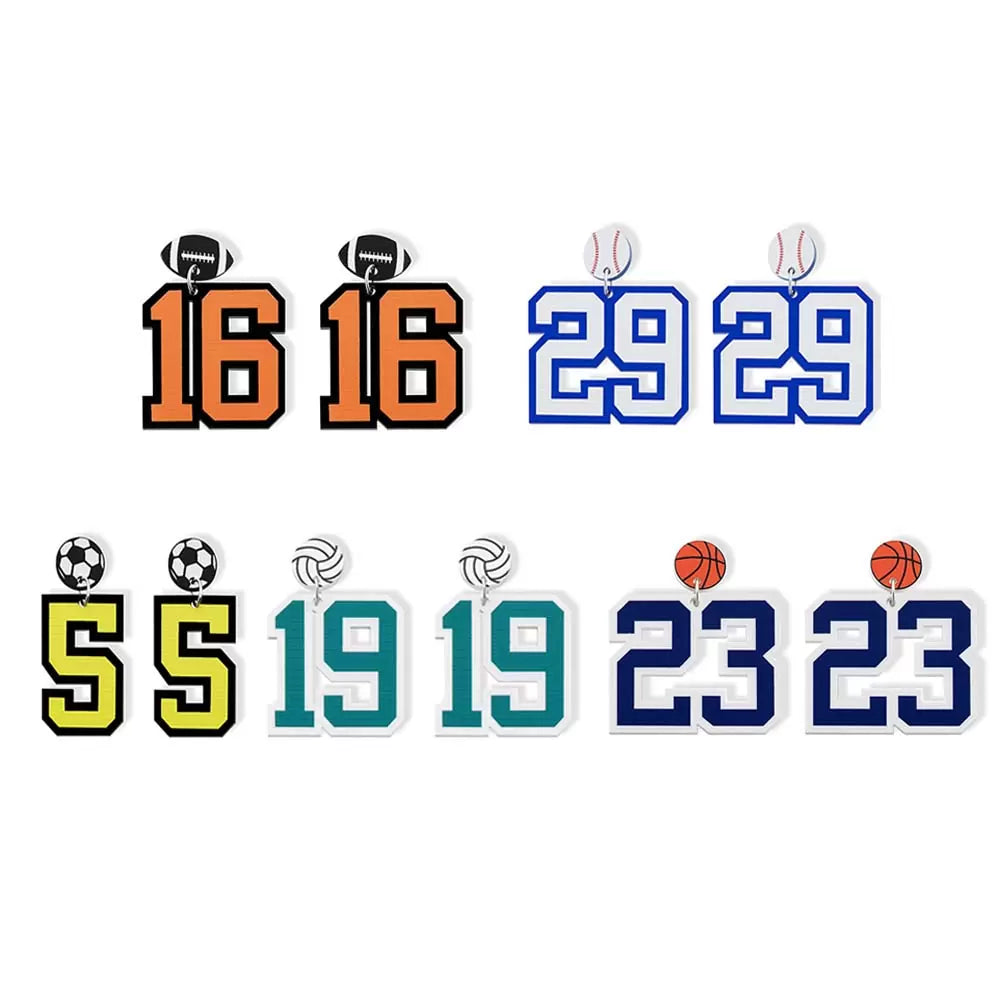 Custom player number earring styles for multiple sports