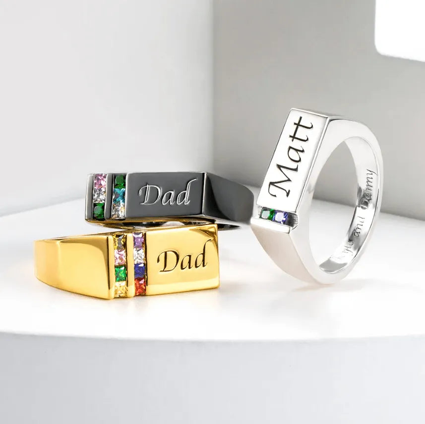 Custom Men's Rings - Birthstones & Engravings - Silver/Gold/Black – Belbren