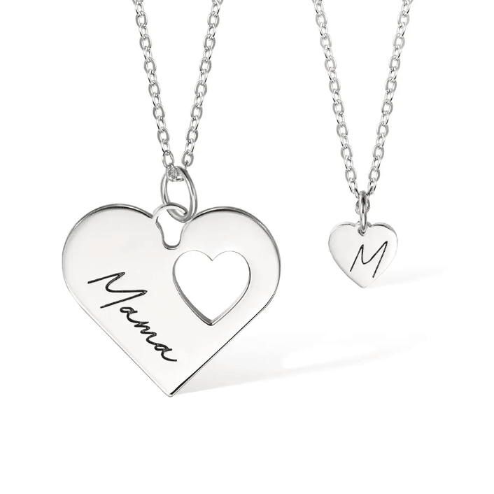 Custom Mother-Daughter Heart Necklace Set - Handcrafted 'Mommy and Me' Jewelry, Perfect Gift for Mother's Day, Unique Gifts for Her - Belbren