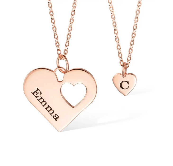 Custom Mother-Daughter Heart Necklace Set - Handcrafted 'Mommy and Me' Jewelry, Perfect Gift for Mother's Day, Unique Gifts for Her - Belbren