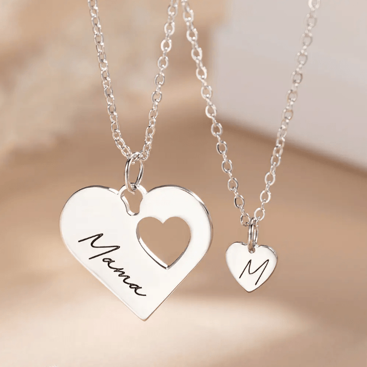 Custom Mother-Daughter Heart Necklace Set - Handcrafted 'Mommy and Me' Jewelry, Perfect Gift for Mother's Day, Unique Gifts for Her - Belbren