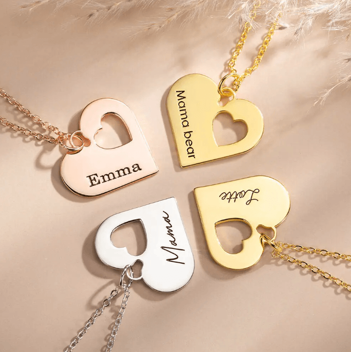 Custom Mother-Daughter Heart Necklace Set - Handcrafted 'Mommy and Me' Jewelry, Perfect Gift for Mother's Day, Unique Gifts for Her - Belbren