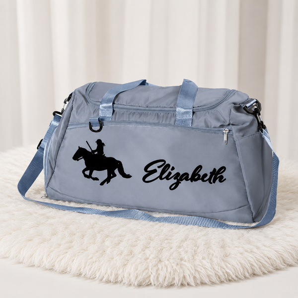 Custom Name Horse Riding Duffle Bag | Personalized Equestrian Travel Weekender Bag