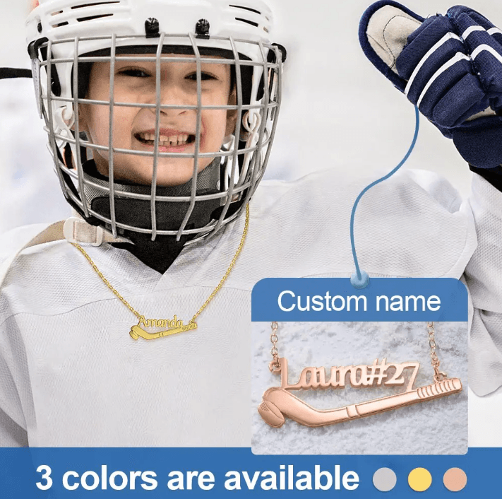 Custom Name Ice Hockey Necklace - Stainless Steel or 925 Sterling Silver - Personalized Gift for Players, Coaches, and Hockey Moms - Belbren