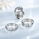 Custom cut out name ring in solid 925 sterling silver with polished finish