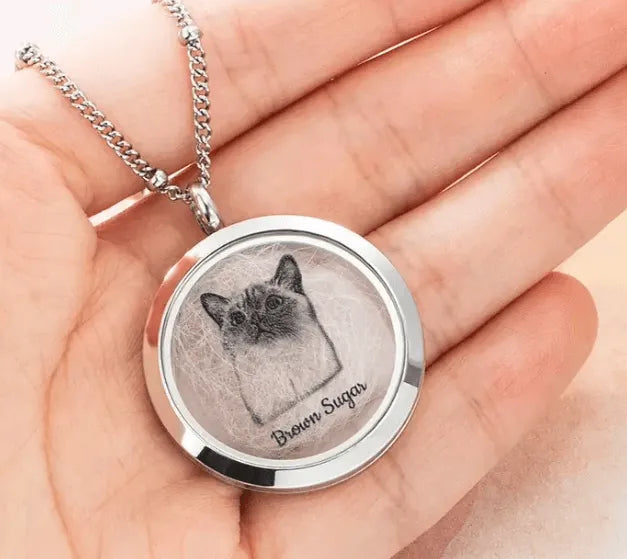 Custom Pet Memorial Urn Necklace - Cremation Photo Locket for Ashes - Belbren