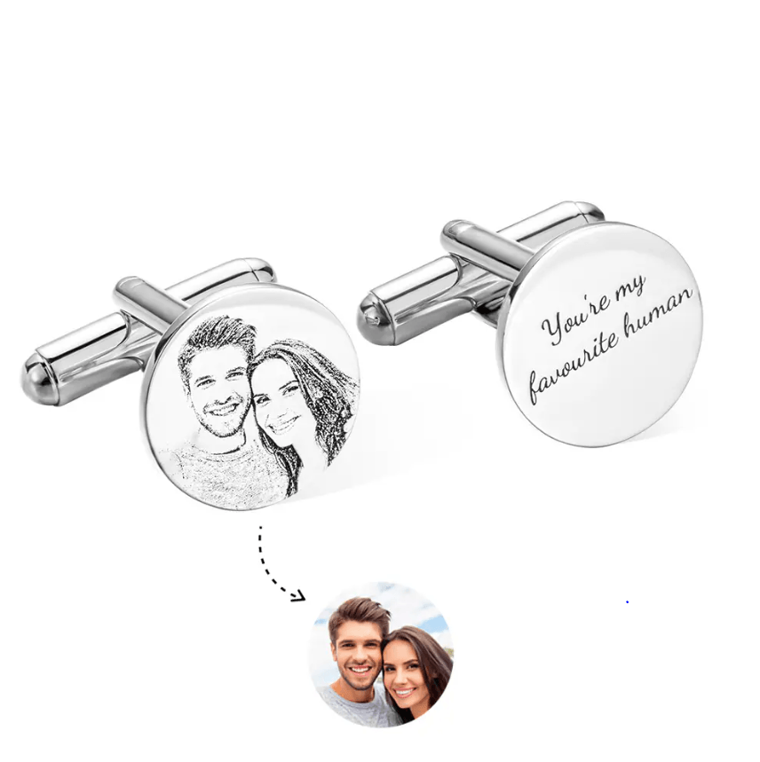 Custom Photo Engraved Cufflinks for Men - Ideal Groom Gift for Weddings & Anniversaries - Belbren