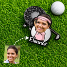 Personalized Eleanor cartoon golf ball marker created from uploaded face photo