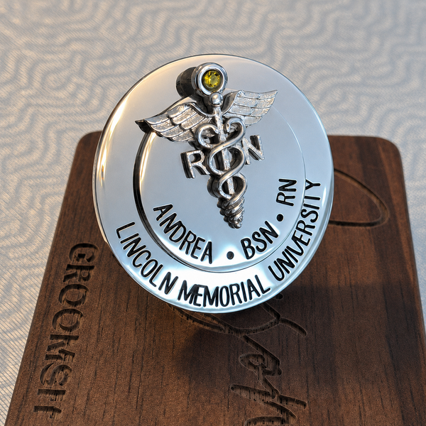 Custom RN BSN Silver Nursing Pin for Students & Graduates