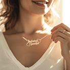 Custom Two- Name Necklace with Heart - Personalized Gold & Silver Pendant - Ideal for Couples, Mothers, Friends - Perfect Gift for Mother's Day - Belbren