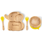 Customizable Bamboo Baby Feeding Set with Suction Bowl and Spoon - Animal Shaped, Non-Toxic, Child-Safe Mealtime Kit - Belbren