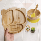 Customizable Bamboo Baby Feeding Set with Suction Bowl and Spoon - Animal Shaped, Non-Toxic, Child-Safe Mealtime Kit - Belbren