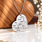 Engraved family tree necklace personalized with names for Mom