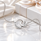 Silver engraved interlocking circle necklace with gift box